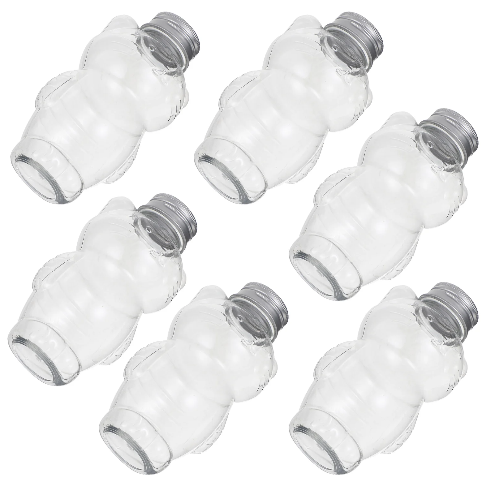 

6Pcs Plastic Juice Bottle Clear Beverage Bottle for Restaurants Cafes Home Use Food Grade Pet Material Transparent