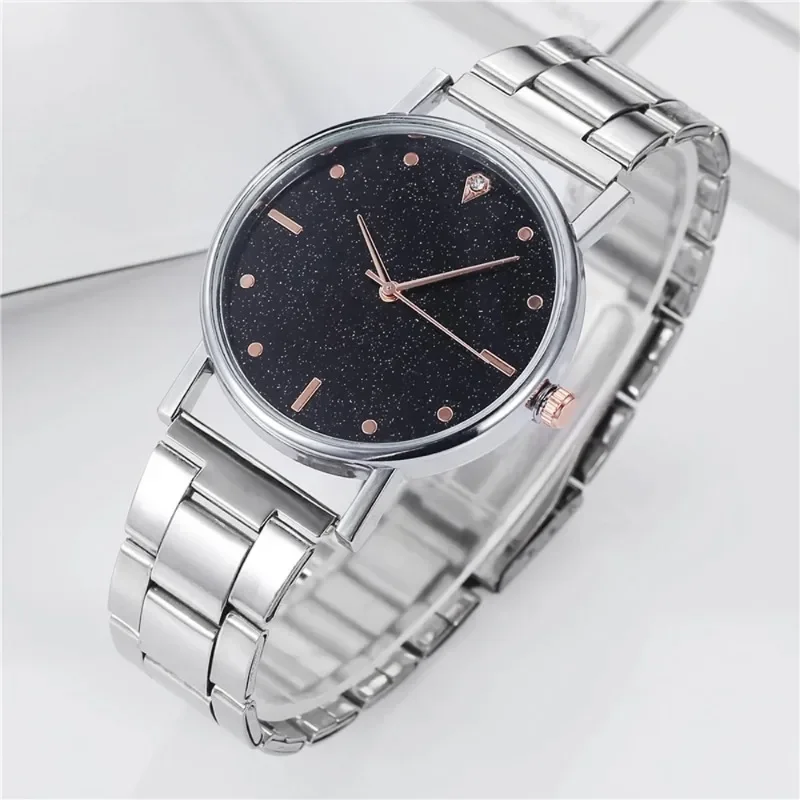 Relógio casual feminino 204 marca superior de luxo céu estrelado senhora banda aço inoxidável analógico quartzo relógio pulso dropshipping relojes mujer