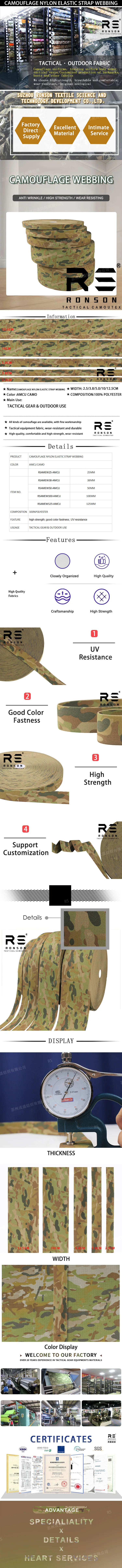 Elastisches Gurtband aus Polyester, Stretch-Riemen, Australien, AMCU, All Terriain, Camouflage-Elastikbänder für taktische Tasche und Rucksack – Detail 1