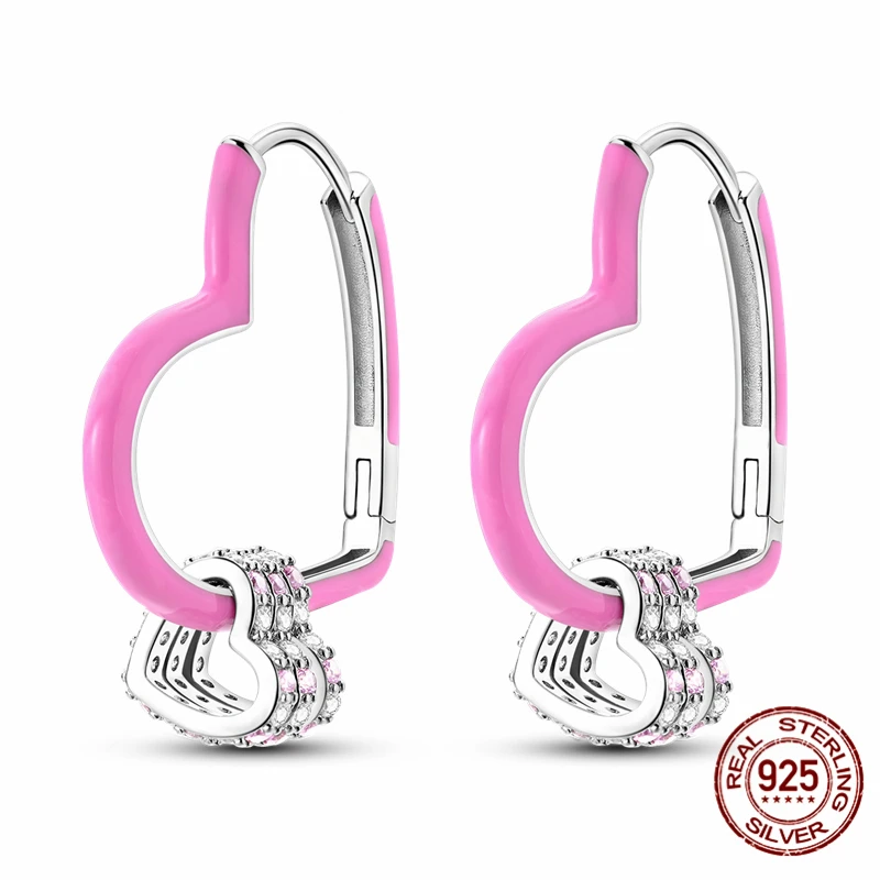 

High-quality S925 sterling silver earrings, heart-shaped earrings for women, anniversary and wedding jewelry gifts.