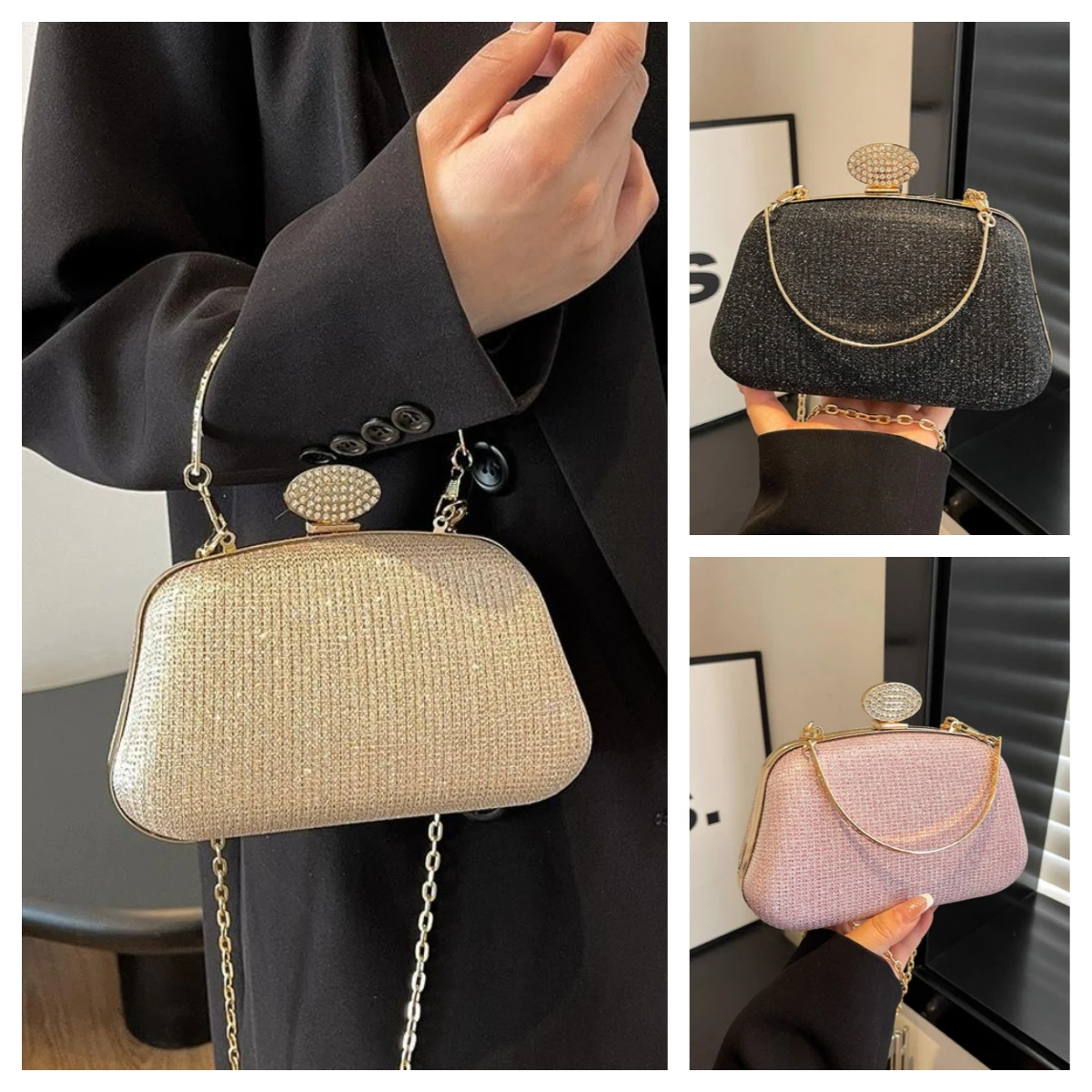 

New Women Chain Evening Bag Dinner Shoulder Bag Luxury Vintage Banquet Bag Ladies Wedding Clutch Handbags Crossbody Bag