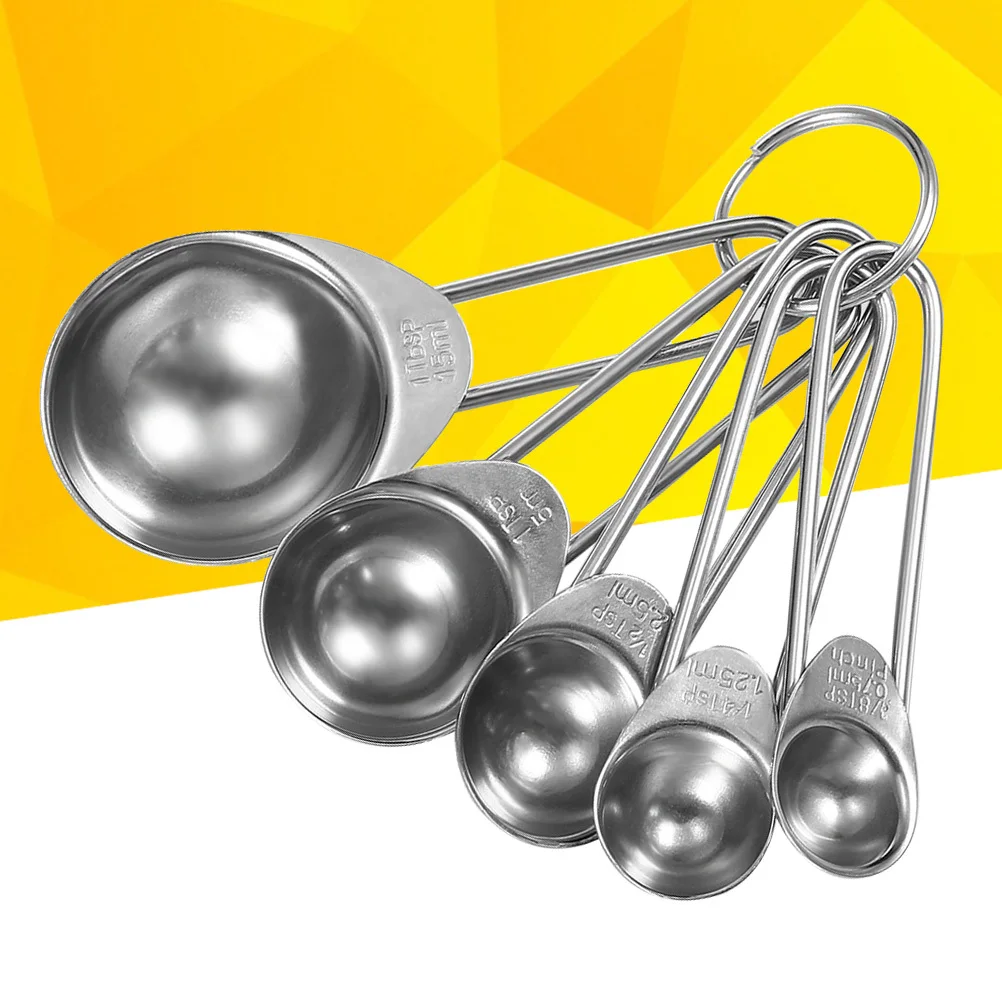 

5pcs Stainless Steel Measuring Spoons Set Nested Baking Teaspoons Tablespoons For Dry Liquid Ingredients Kitchen Tool