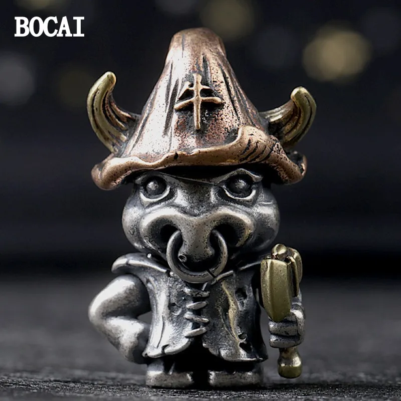 BOCAI New S925 Sterling Silver Niche Personality Soaring Bull Spirit Boundless Luck Prosperous Bull Luck Calf Pendant