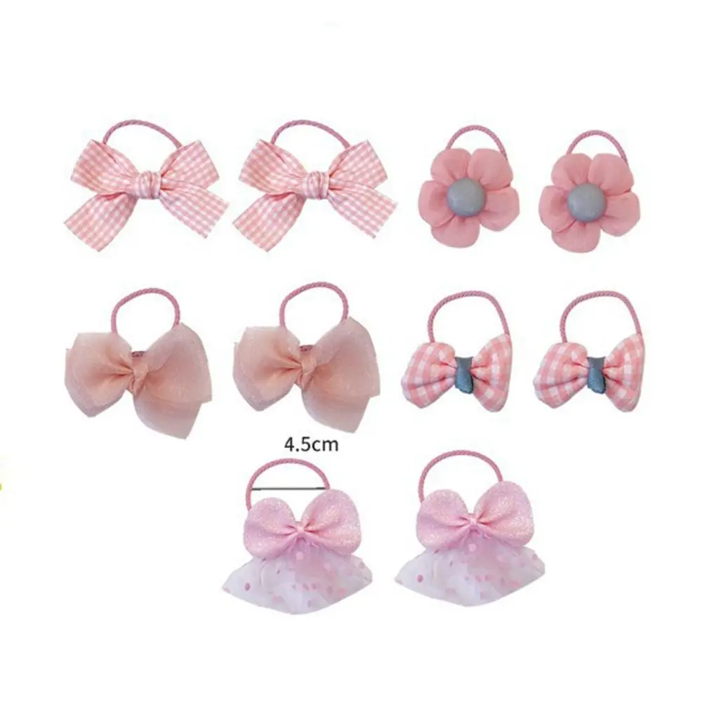 Fotografia 7: 10 pçs/set doce bonito grande arco hairbands acessórios para o cabelo malha flor anéis de cabelo de borracha laços de cabelo meninas