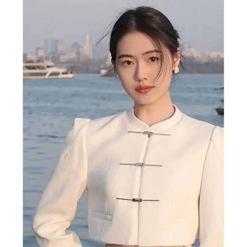 Lnsozkdg Newest Fashion Designer Suit Set Women Chinese Style National Wind Coil Buckle Blazer Pleated Loose Pants 2pcs
