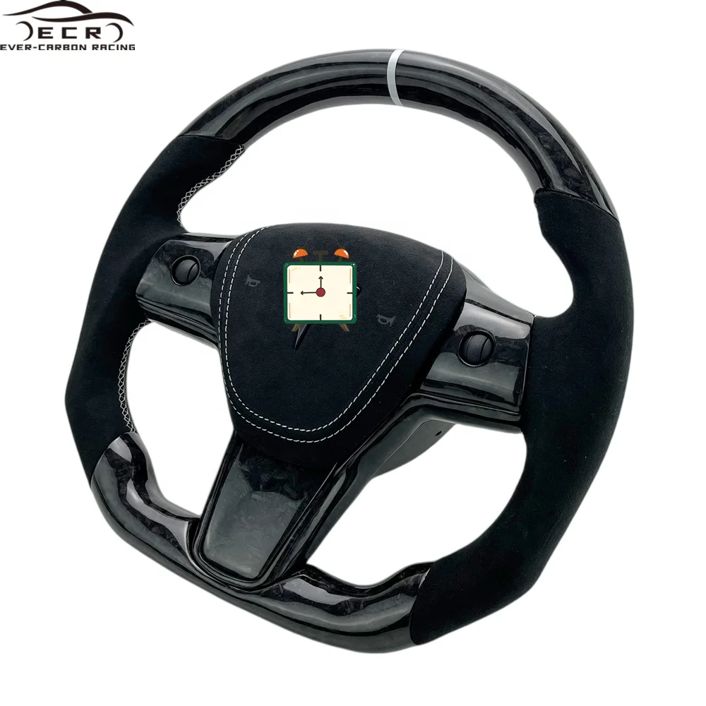 Ever-Carbon Racing ECR Best Selling Forged Carbon Fiber Steering Wheel For New Style Steering Wheel Car Flat