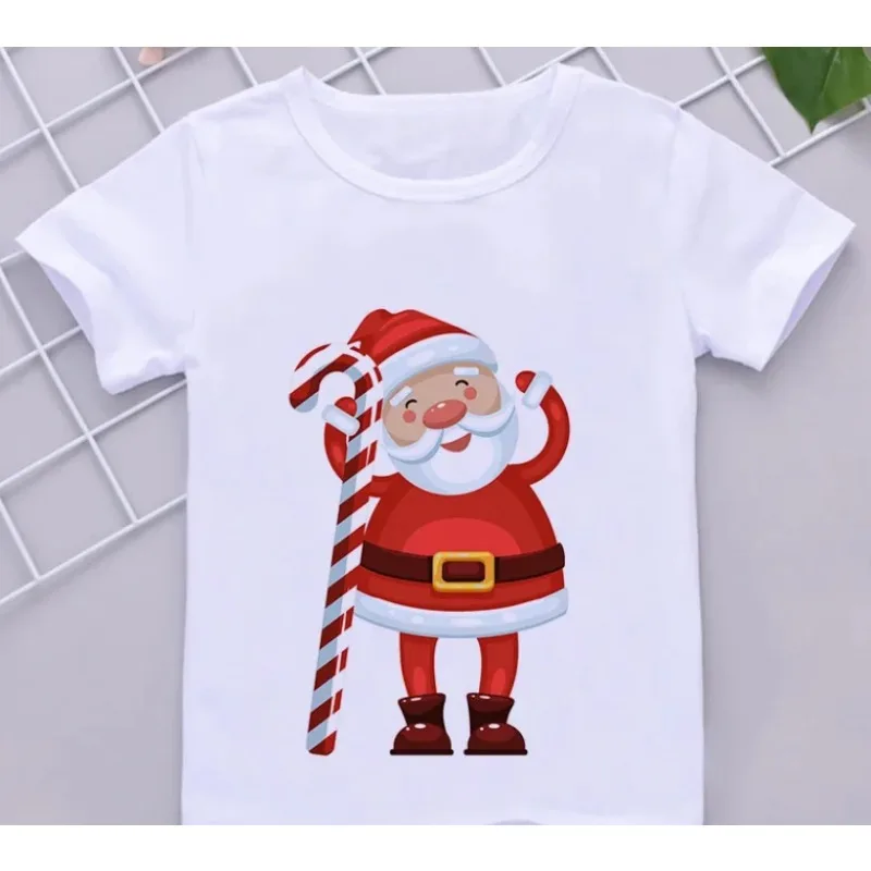 Cute Christmas Kids Cartoon Printing Clothes Children Festival WearT-Shirt Boys Summer Short Sleeve Tee Tops