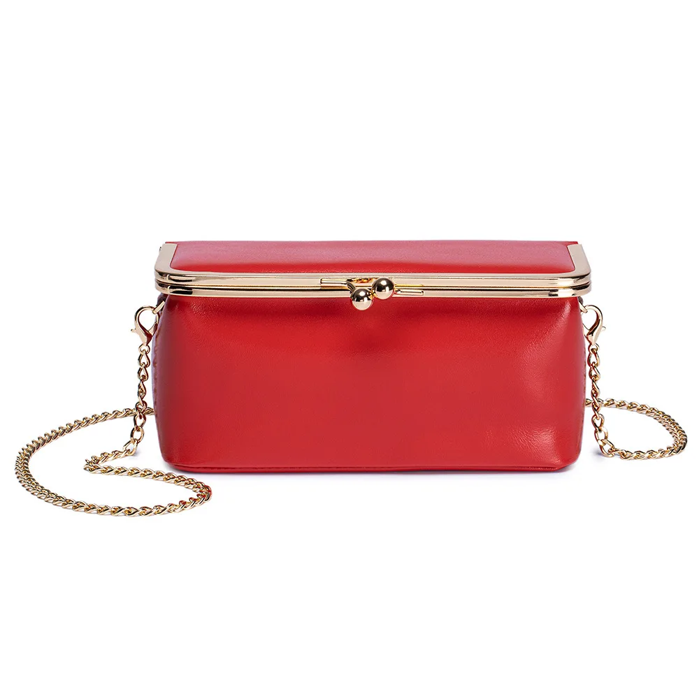 حقيبة صغيرة للنساء من الجلد الطبيعي شمع الزيت جلد البقر الحقيقي المشبك سلسلة حقيبة موضة السيدات جلد البقر الكتف أو حقائب كروسبودي #4