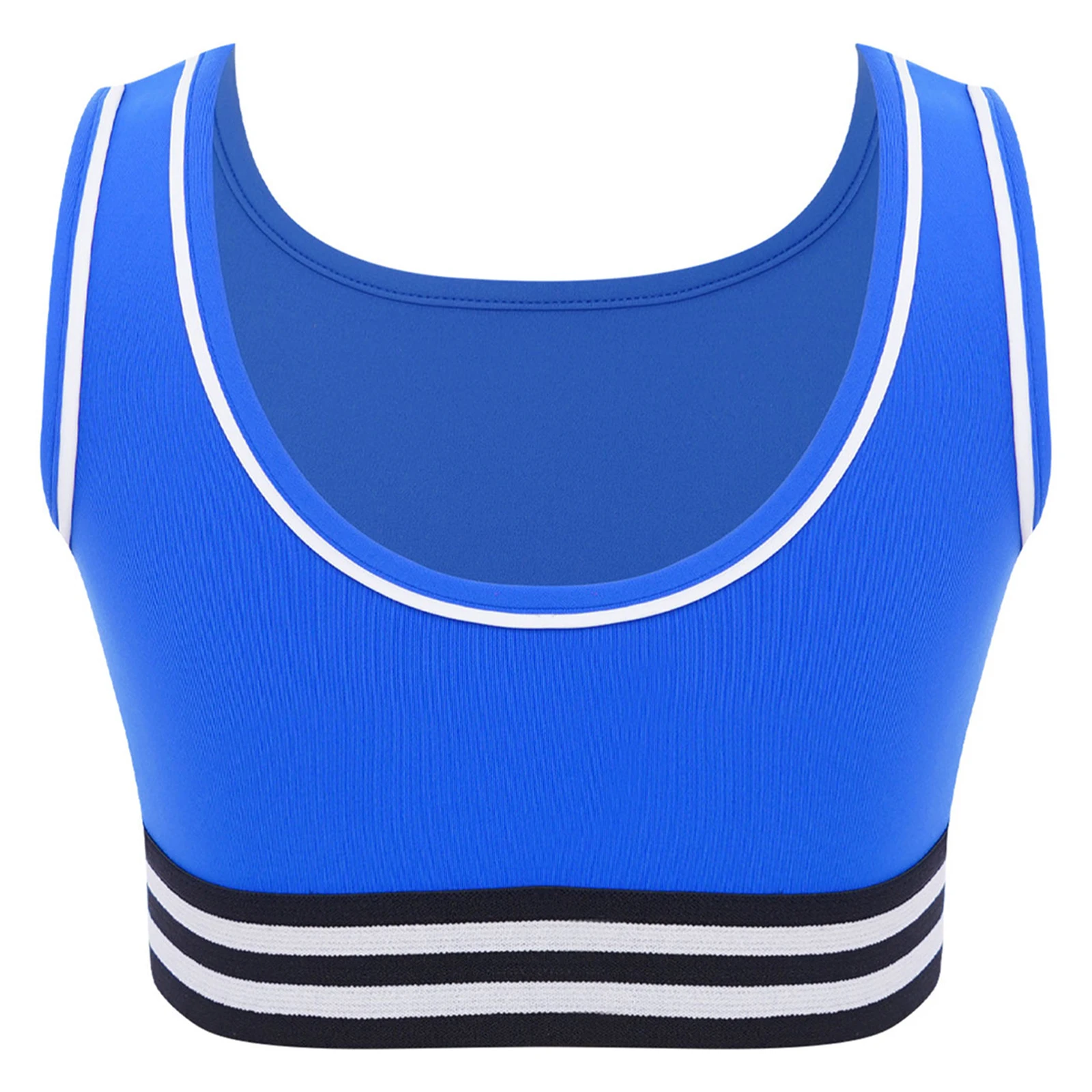 أطفال سترة رياضية للفتيات اليوغا رياضة الجري تجريب الملابس مخطط مرونة هيم سترة رياضية U-الظهر أكمام المحاصيل تانك القمم #4