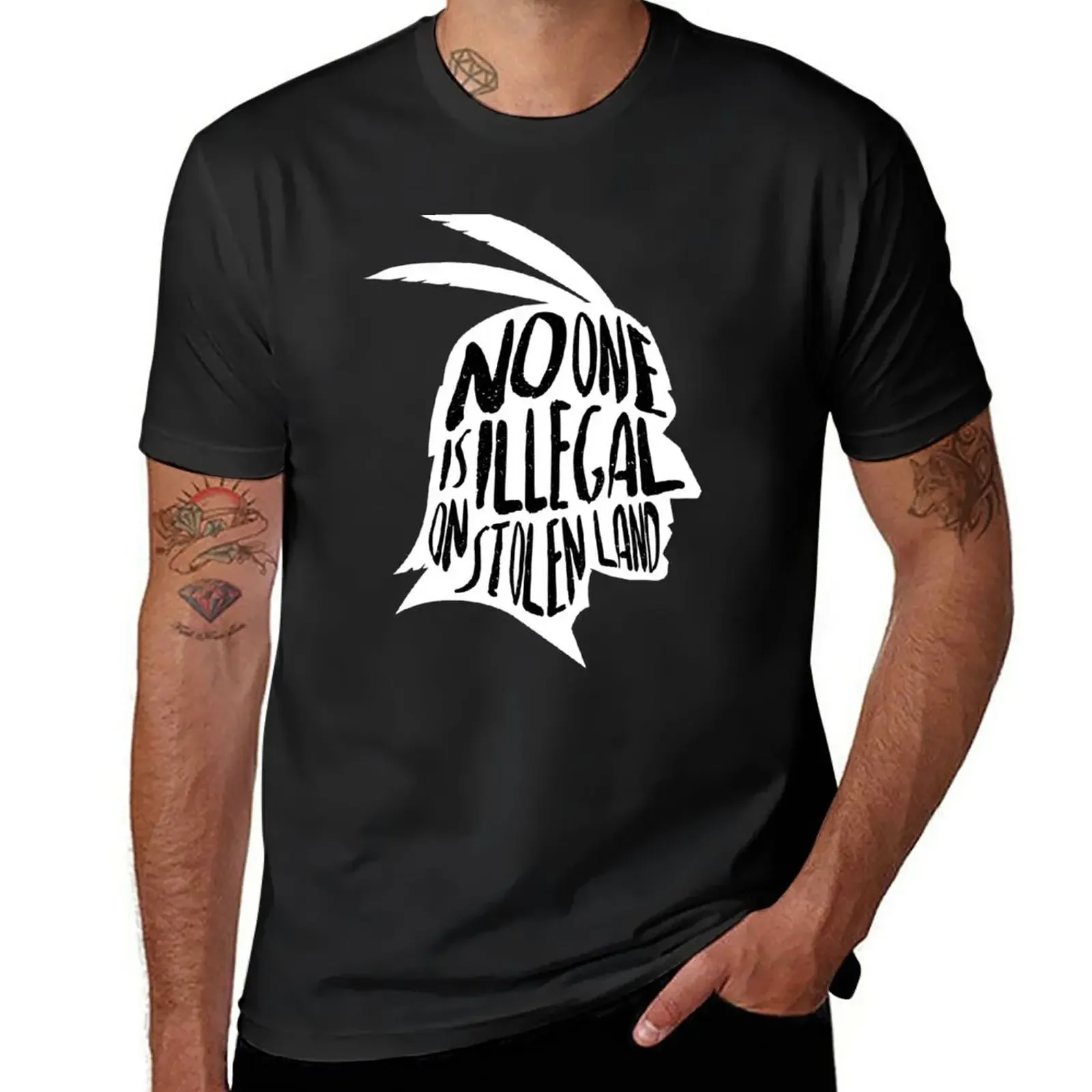 

No One Is Illegal On Stolen Land Shirt Immigrants USA Political T-Shirt graphics oversized oversized t shirts for men