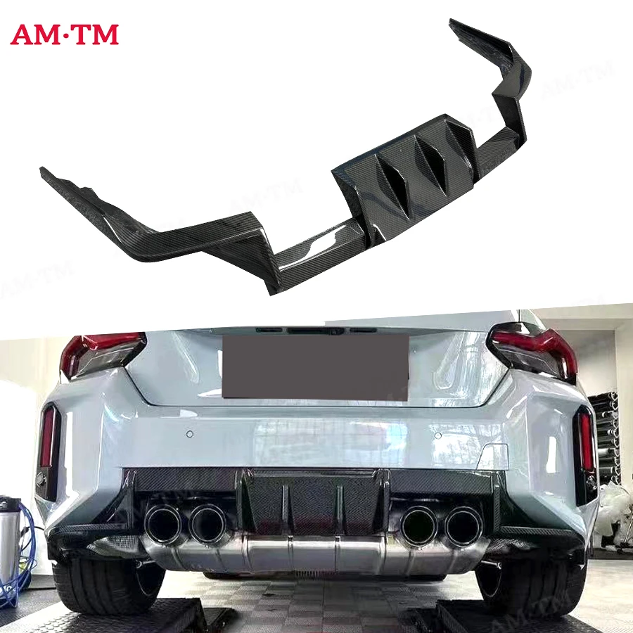

For BMW G87 M2 2021-IN Coupe High quality R Style Dry Carbon Fiber Rear Lip Diffuser Back Bumper Spoiler With Light Diffuser
