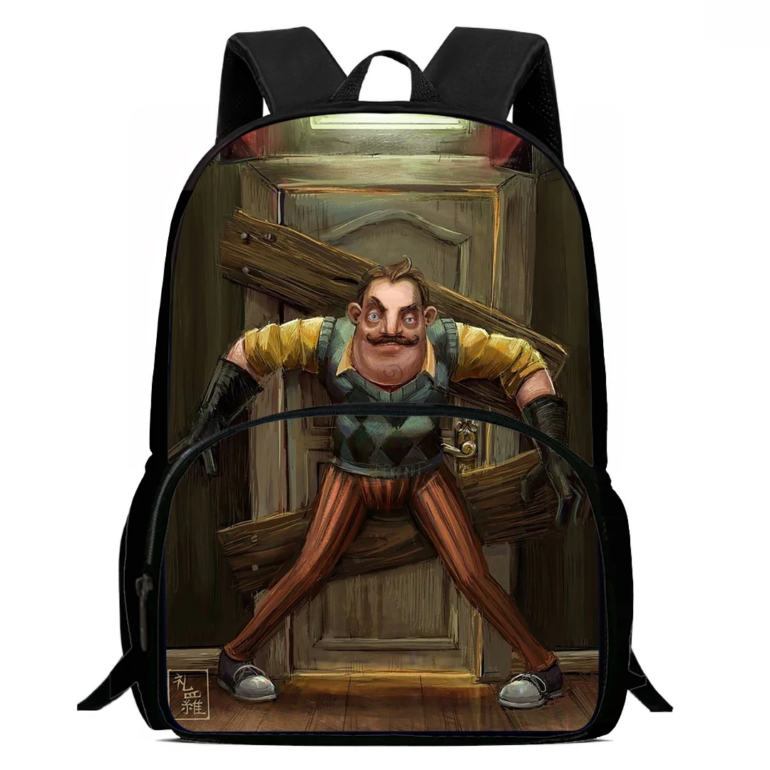 15 بوصة على ظهره الكرتون حقيبة مدرسية لعبة مرحبا N-الجيران 2 أنيمي على ظهره تفتيح سستة كتاب أكياس للبنين بنات أفضل هدية #3