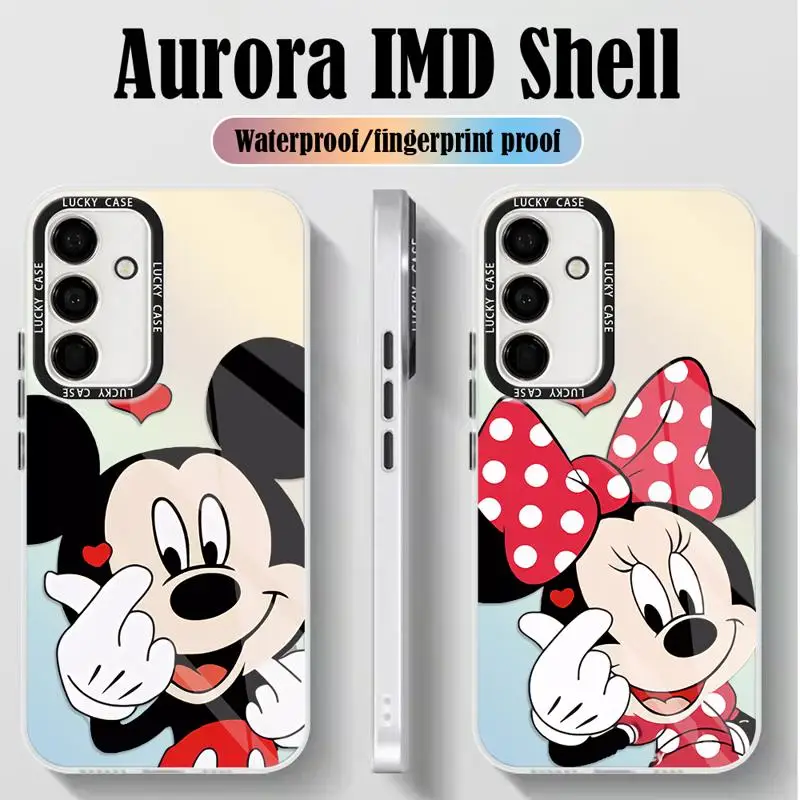 Mickey Minnie Mouse Love Gesture Phone Case for Samsung Galaxy A55 A54 A53 A15 A13 A14 A72 A34 A35 A24 Iridescent Laser Funda