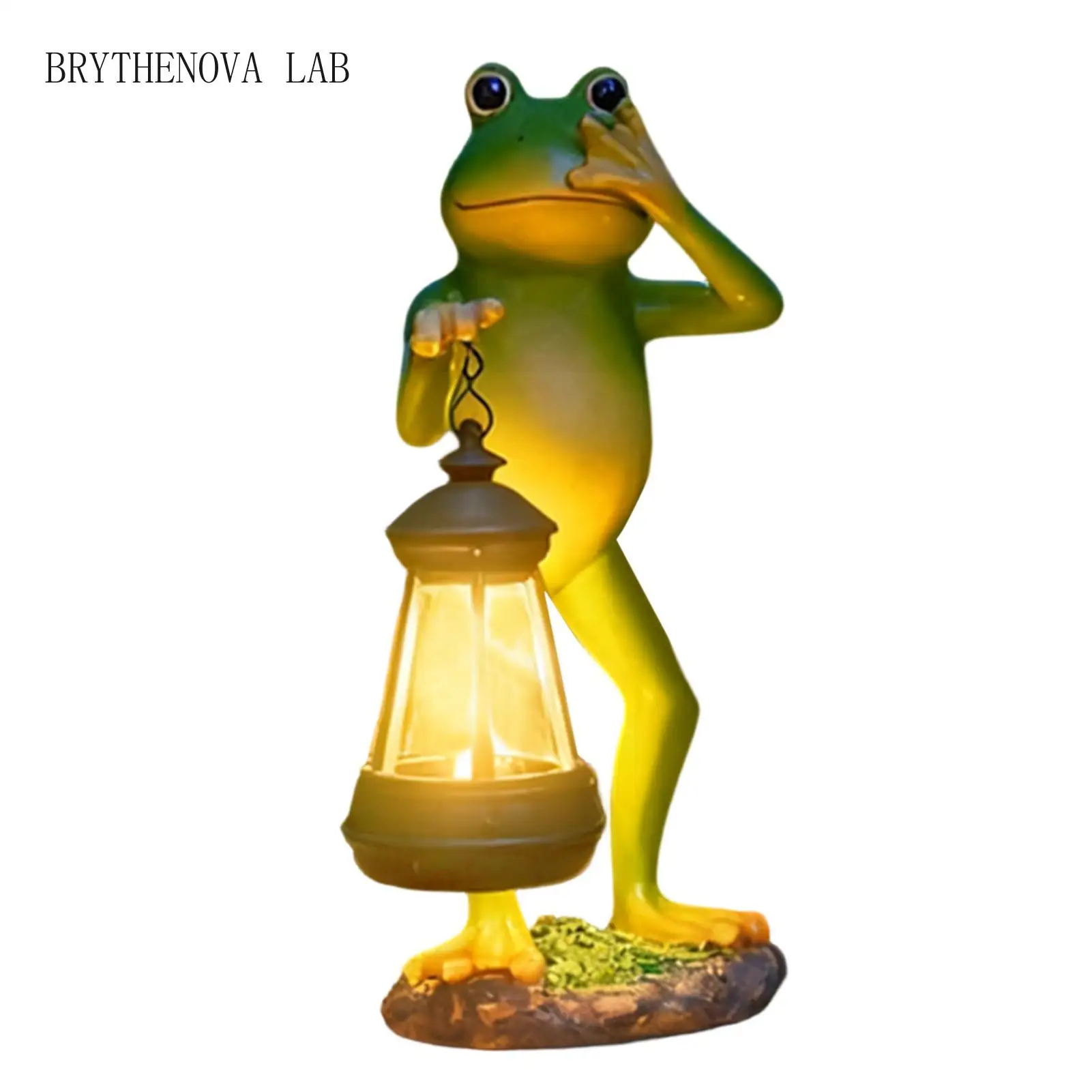 Solar Statue Lantern Waterproof Resin Frog Sculpture Lighting Frog Figures with Lighting for Yard Lawn Garden Patio Walkway