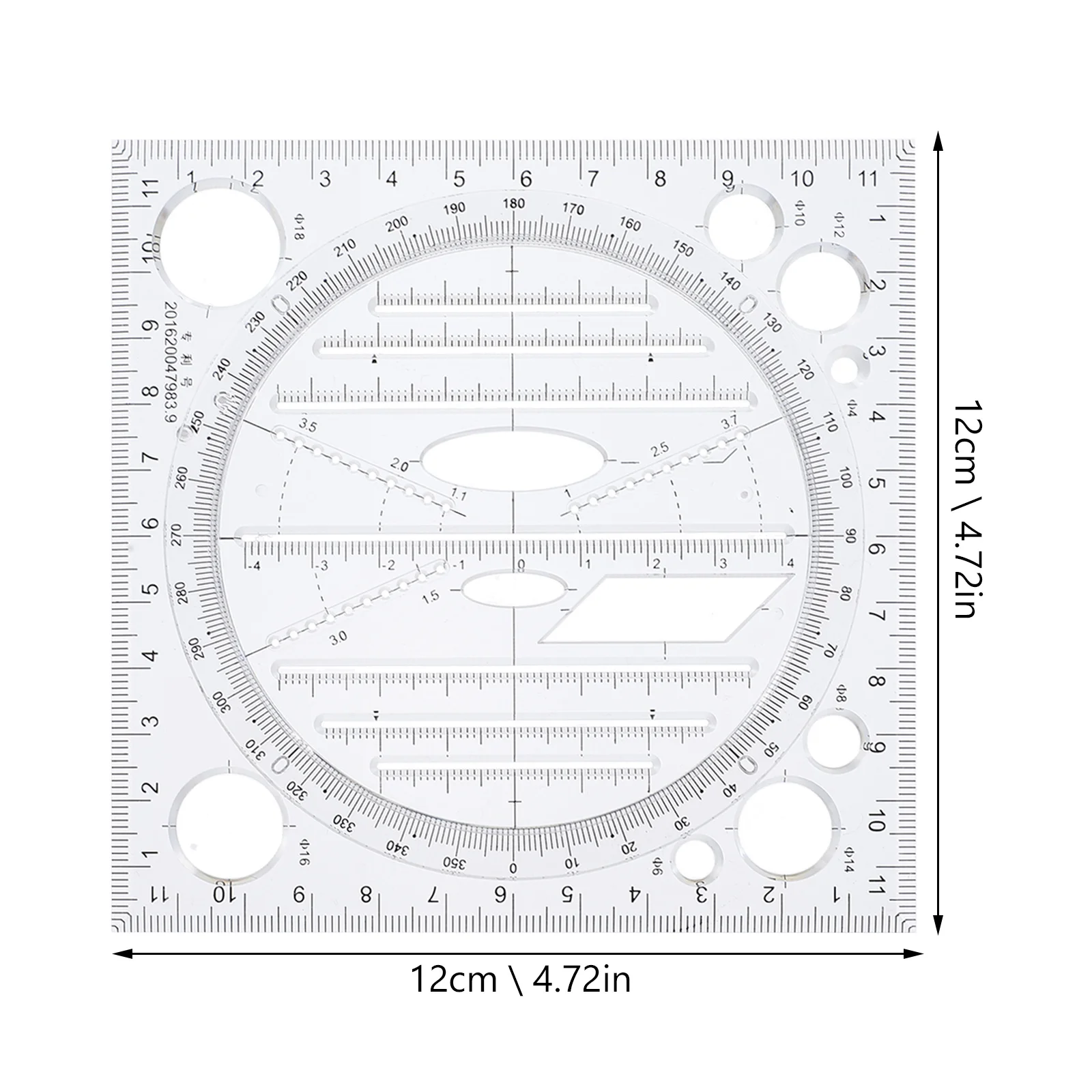رسم مليون حاكم أداة قياس الرياضيات متعددة الوظائف للطلاب قالب هندسي بلاستيكي صياغة أداة القرطاسية #2