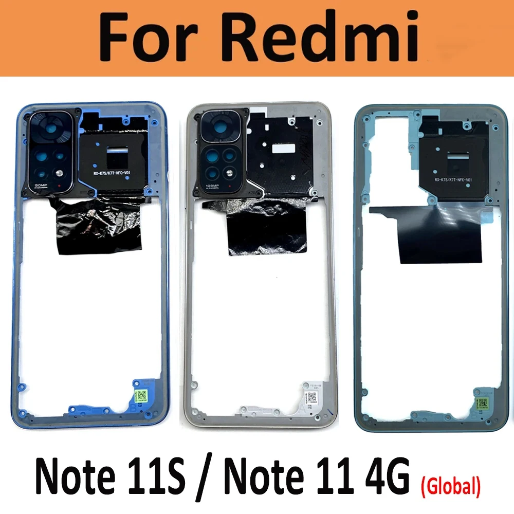 NEW For Xiaomi Redmi Note 11S / Note 11 4G Middle Frame Bezel Faceplate Bezel Frame With Side Button Repair Spare Parts