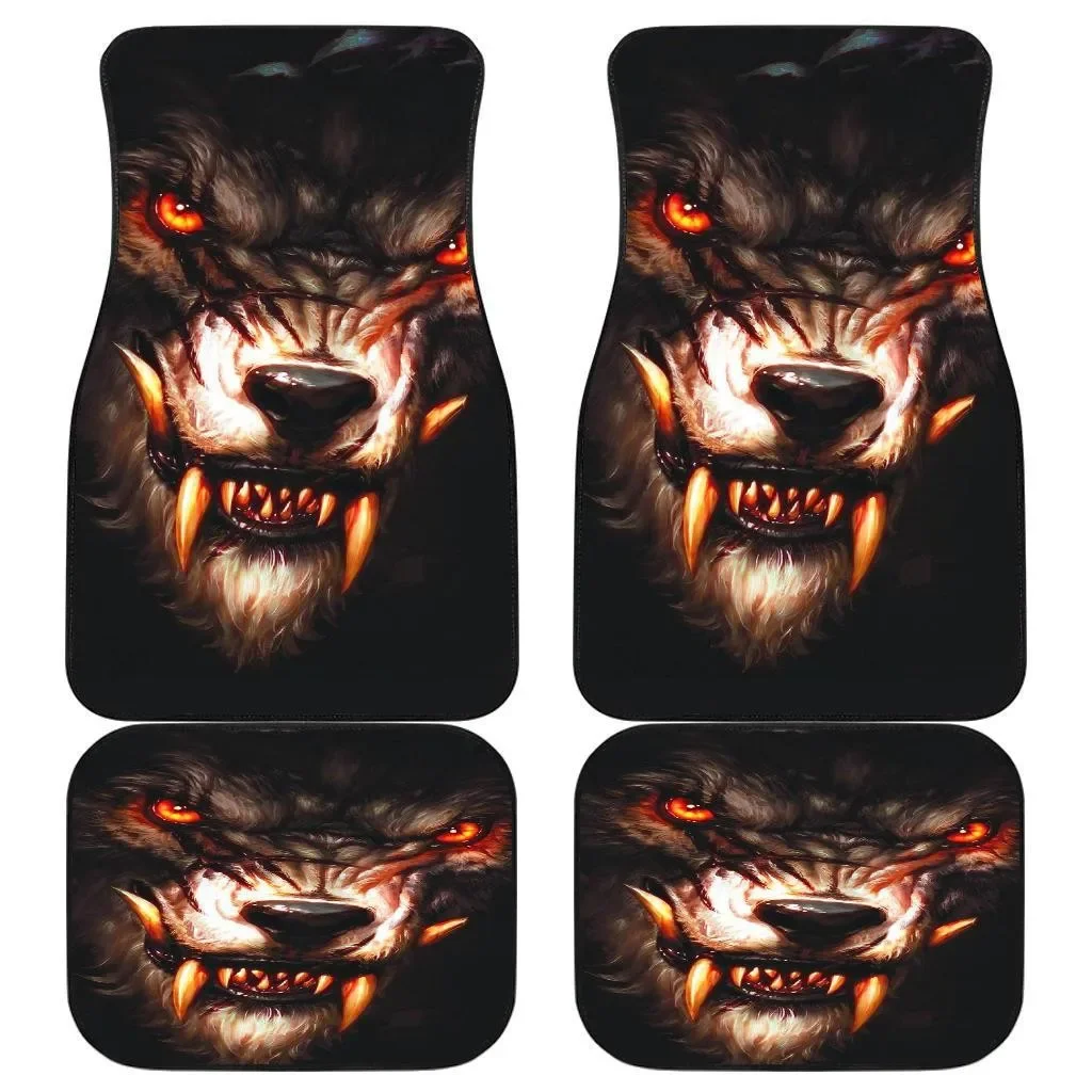 Alpha Wolf Car Floor Mats Custom Wolf Car Accessories 4PCs Pack Interior Accessories Anti-skid Car Floor Mats