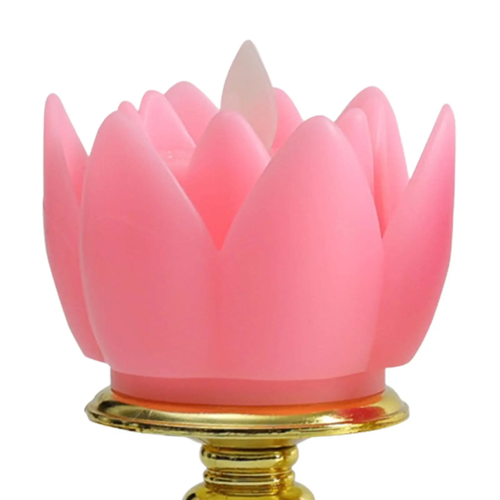 Electronic Candle Worship Prayer Faith Buddha Lotus Lamp LED Lotus Buddhist Light for Display Cabinet Office Tabletop Decor