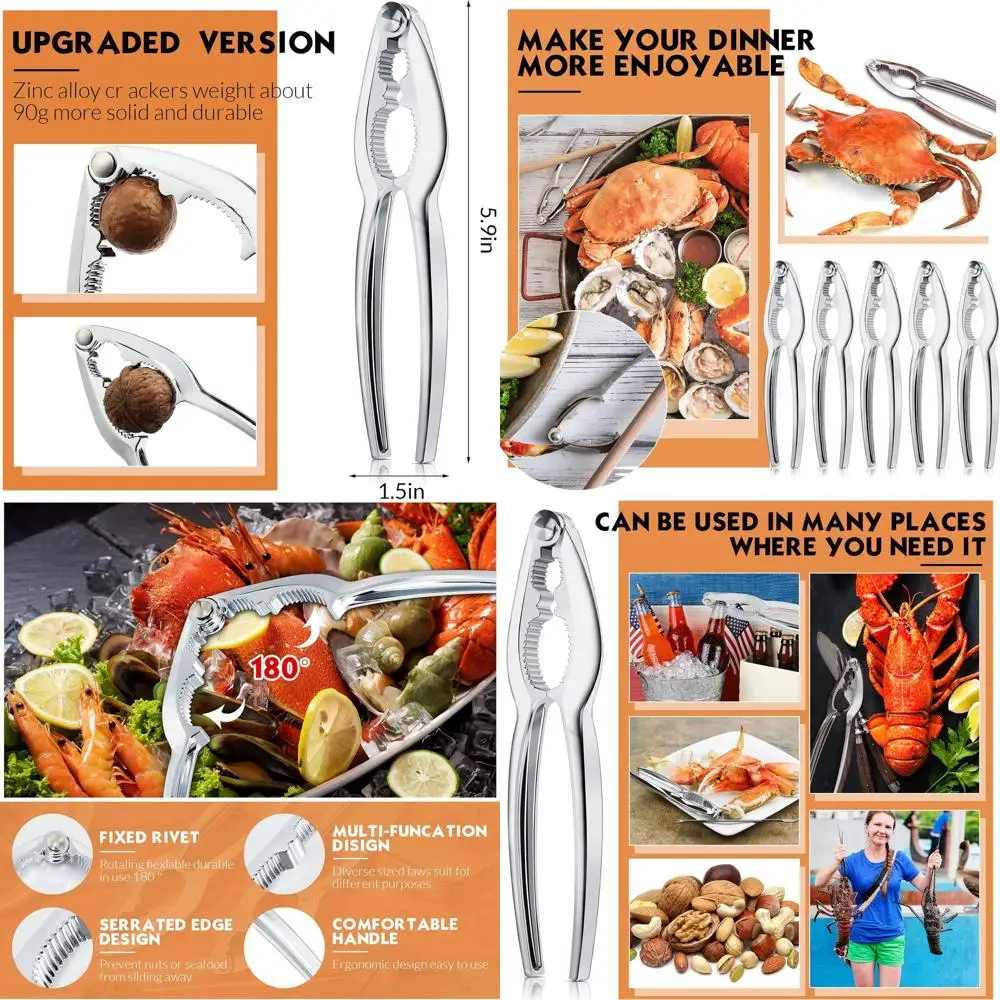 

Сверхмощный набор крекер для крабов и орехов из 30 предметов — серебристый, для дома и ресторана, кухонь