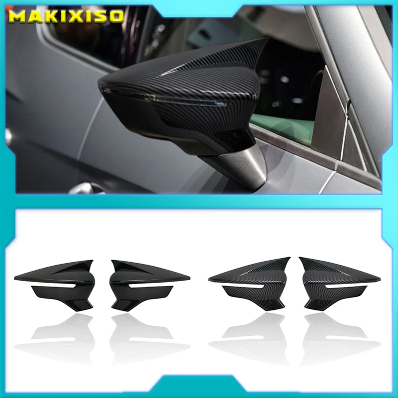 Schwarze spiegel kappe für sitz leon 5f mk3 st cupra 2012-2015 ibiza mk5 arona 2012-2015 auto seite rückspiegel abdeckung zubehör