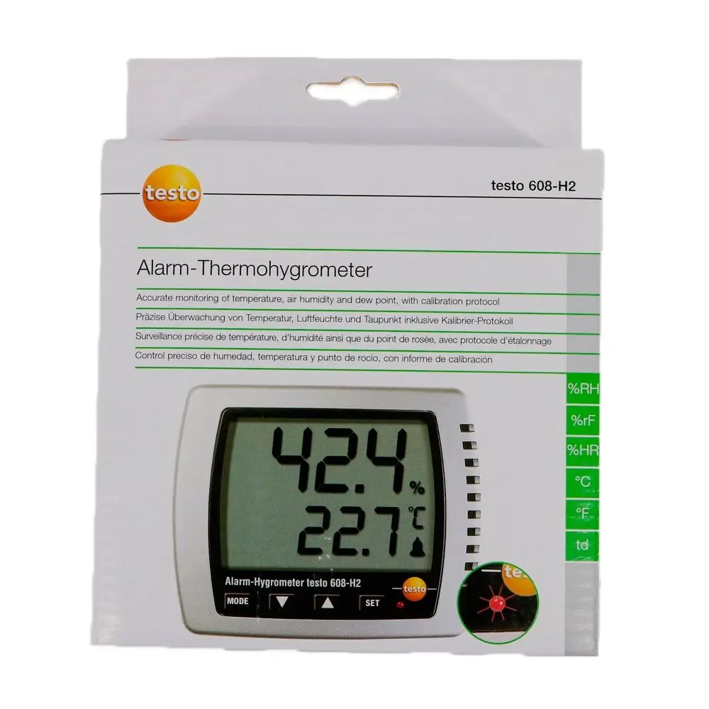 Цифровой термогигрометр Testo 608-H2 0560 6082, измеритель влажности и температуры от -10 до +70C, от 2 до 98 % относительной влажности