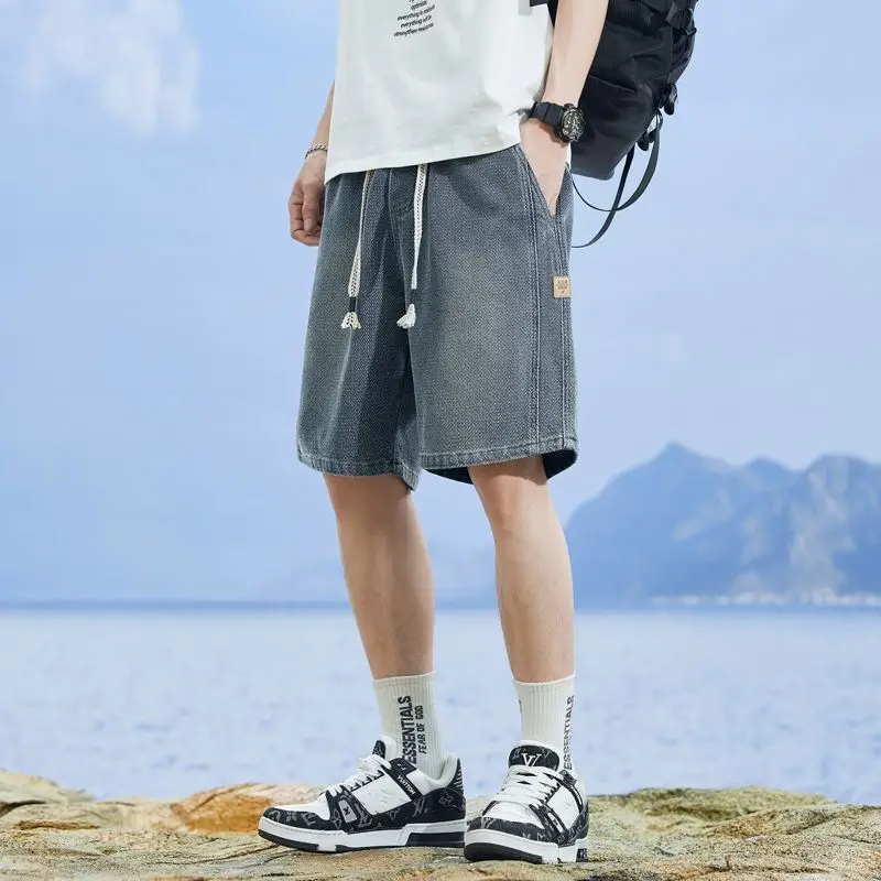 

Men Women Casual Bermuda Shorts Cotton Solid Color Knee Length Pants Summer Loose Fit Streetwear