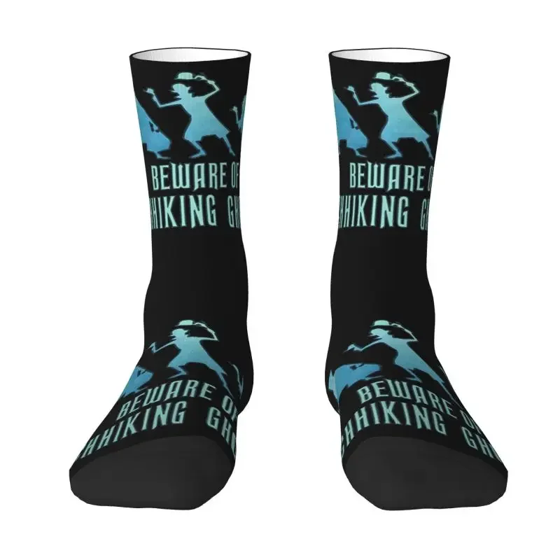 Beware Of Hitchhiking Ghosts Men's Crew Socks Unisex Fun 3D Printing Haunted Mansion Dress Socks