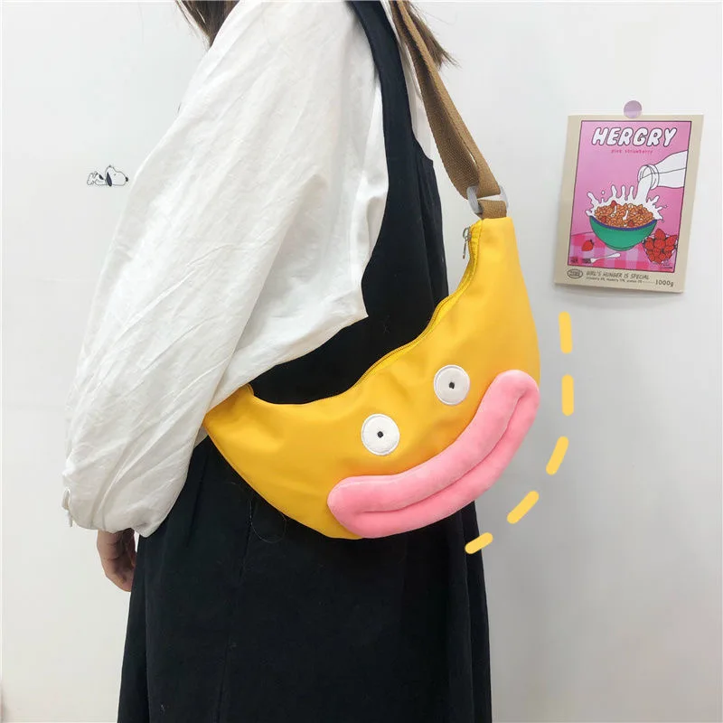 Women Funny Personality Dumplings Bag Soft Bag Crossbody Purse Tote Bag Nylon Fabric Messenger Bag Clutch Phone Pack With Zipper