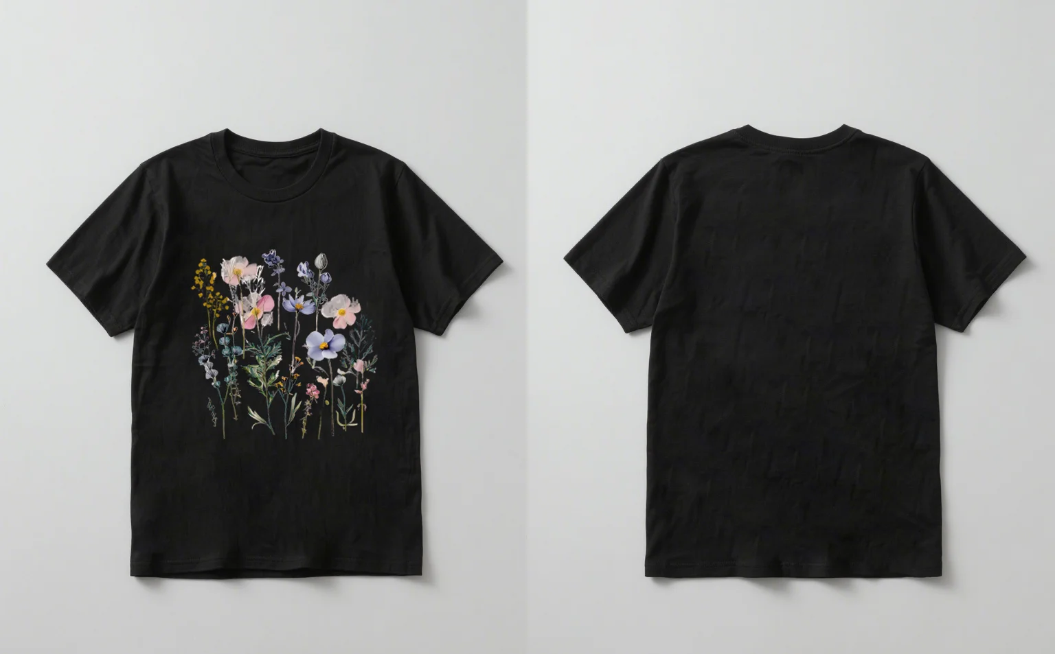 2025 새로운 트렌디한 컬러풀 플로럴 부케 프린트 반팔 티셔츠 캐주얼 유니섹스