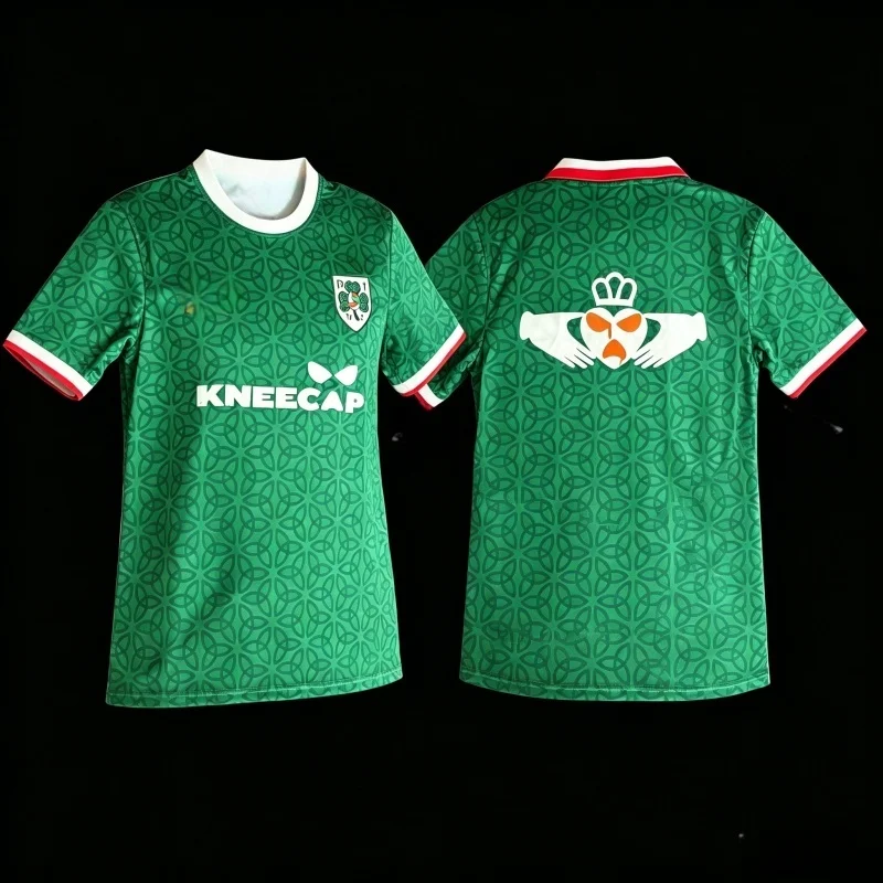 Kneecap Irish Shamrock Emblem Football Jersey Men Women Unisex Quick Dry Breathable Celtic Pattern Sports Short Sleeve Top