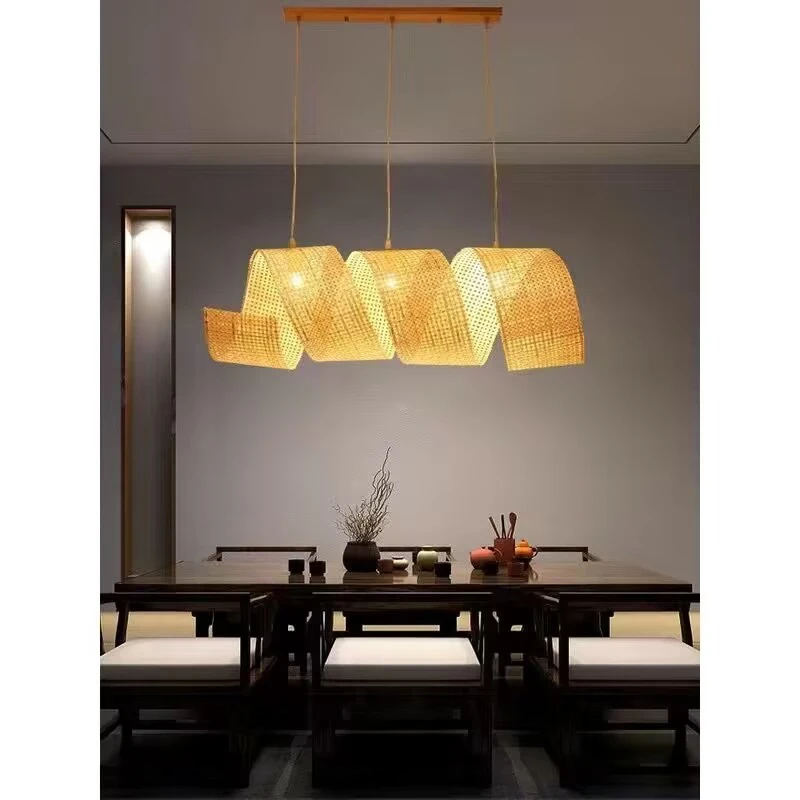 

Bamboo Art Long Chandelier Restaurant Office Led Chandelier Living Room Kitchen Art Decoration Ceiling Light Bar Bamboo Art Ligh