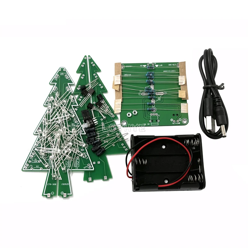 DIY 3D Christmas Tree LED Flash Kits DlY Electronic Kit Soldering Assembly 3 Color / 7 Color Electronic Fun Welding DC 4.5V-5V