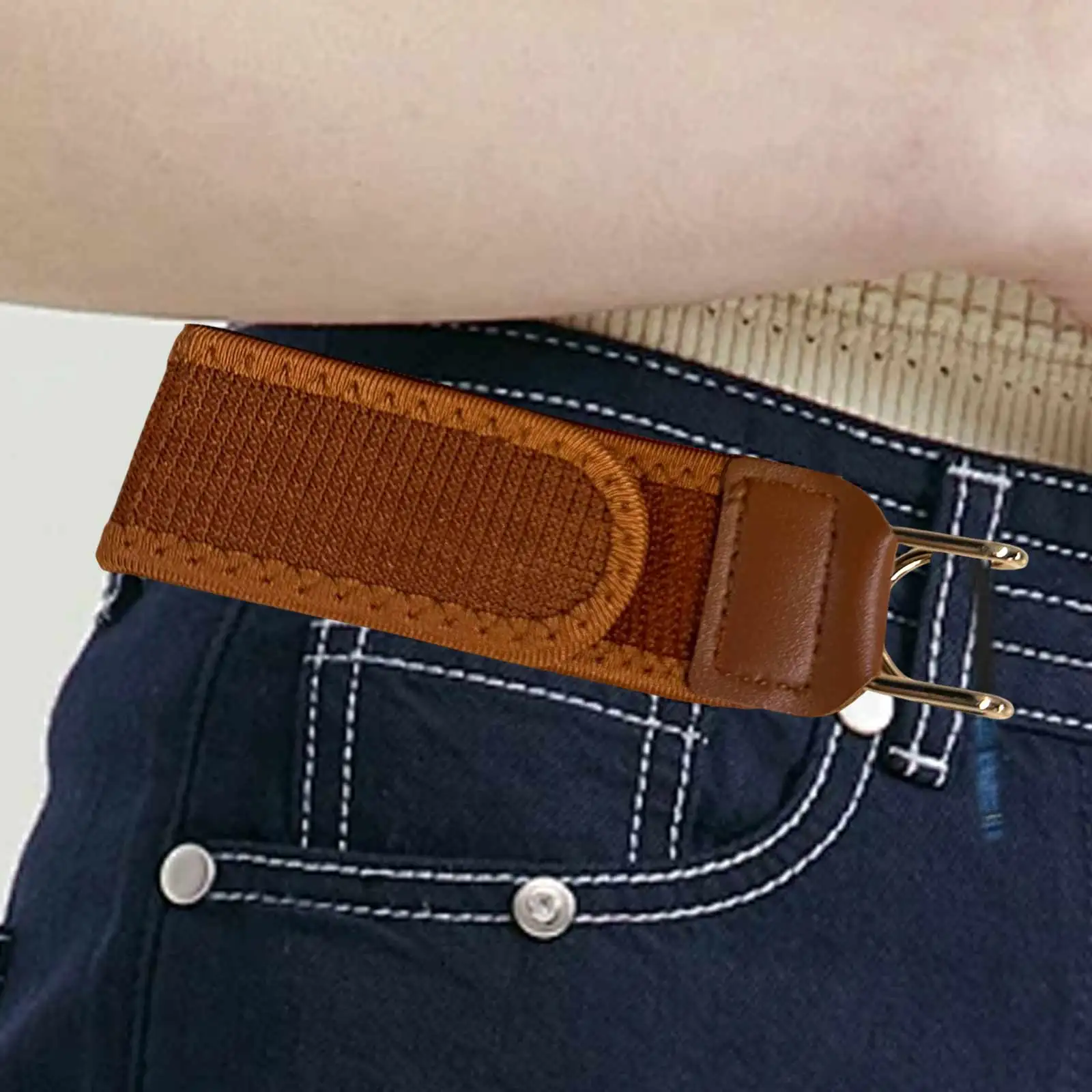 1/2/4PC Buckle-Free Elastic Waist Belt with Metal Hook Adjustable Invisible No-Buckle Design for Men Women Work Travel Outdoor ﻿