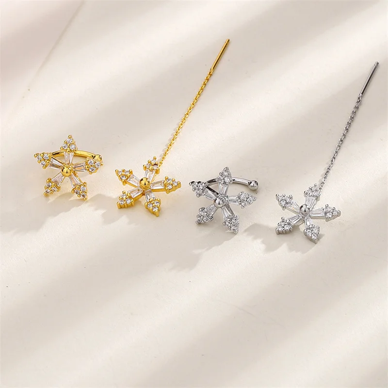 1PC Fashion Zircon Flower No Hole Ear Bone Clip Earrings For Women Girls Jewelry Party Gift eh257