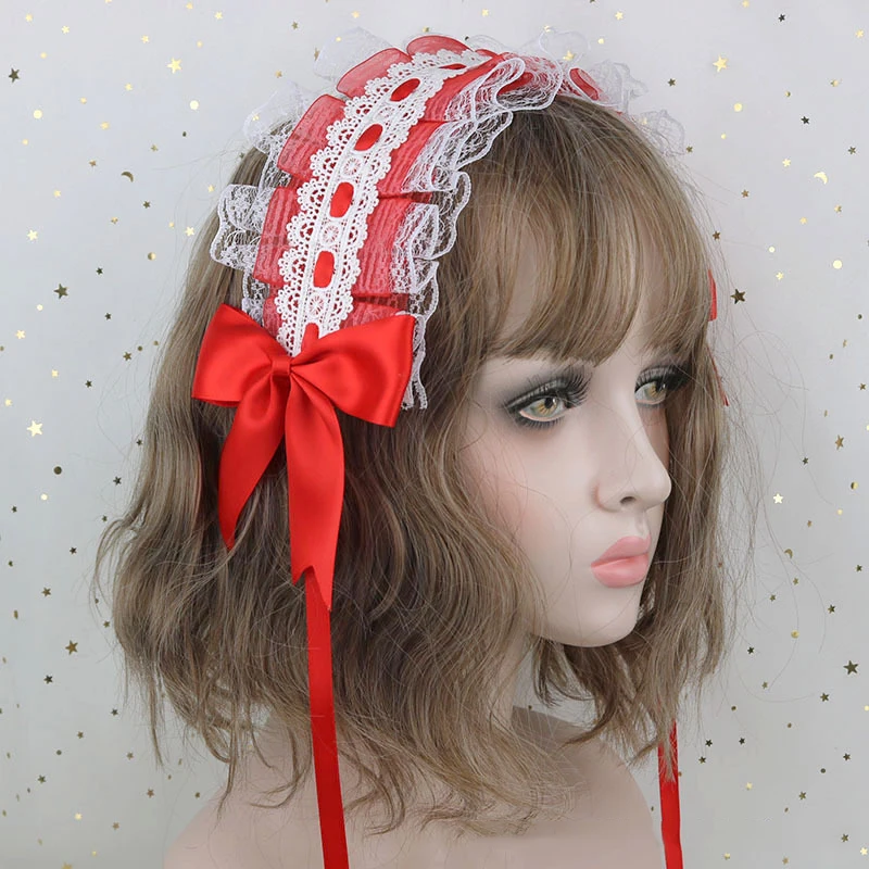 Neue Mode Spitze Haarband Lolita Cosplay Maid Kopf Bands Band Bowknot Stirnband Elegante Süße Haar Zubehör