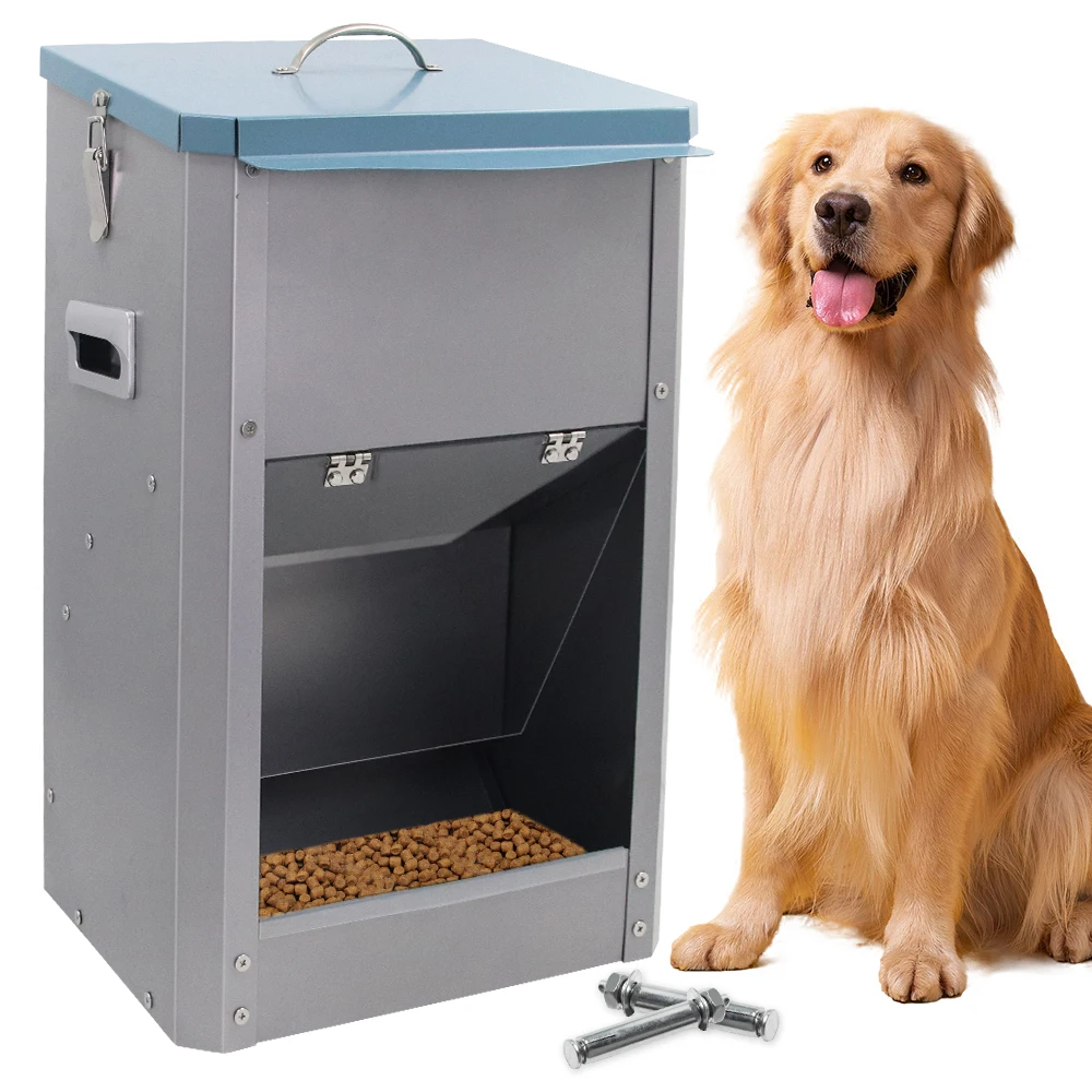 26LB Galvanized Automatic Dog Feeder High Quality Gravity Pet Food Feeder Dog Food Dispenser Outdoor Pet Feeder Large Capacity