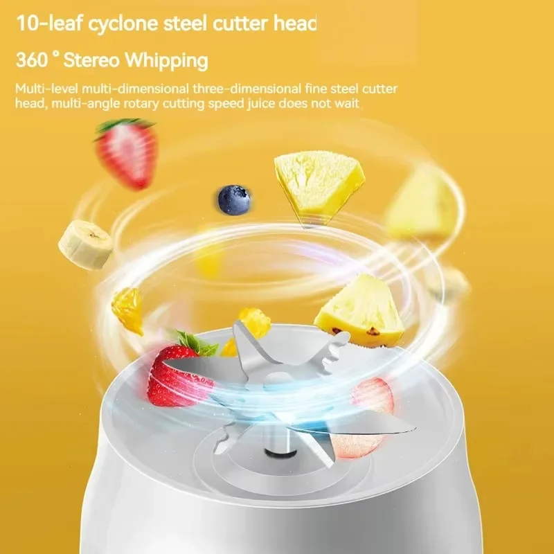 Portable Blender Juicer 450ml Electric Fruit Juicer USB Rechargeable Lemon Orange Fruit Juice Cup Smoothie Blender 2cups