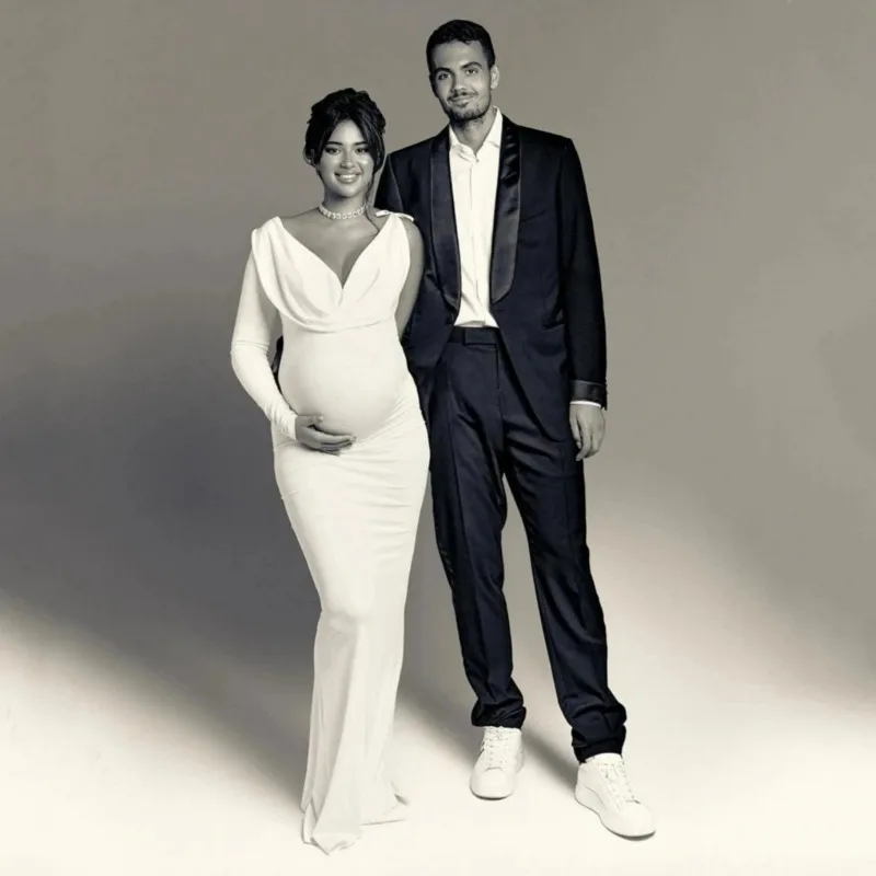 Sexy Bodycon Maternity Outfit Full Sleeve Stretchy Baby Shower Long Dresses