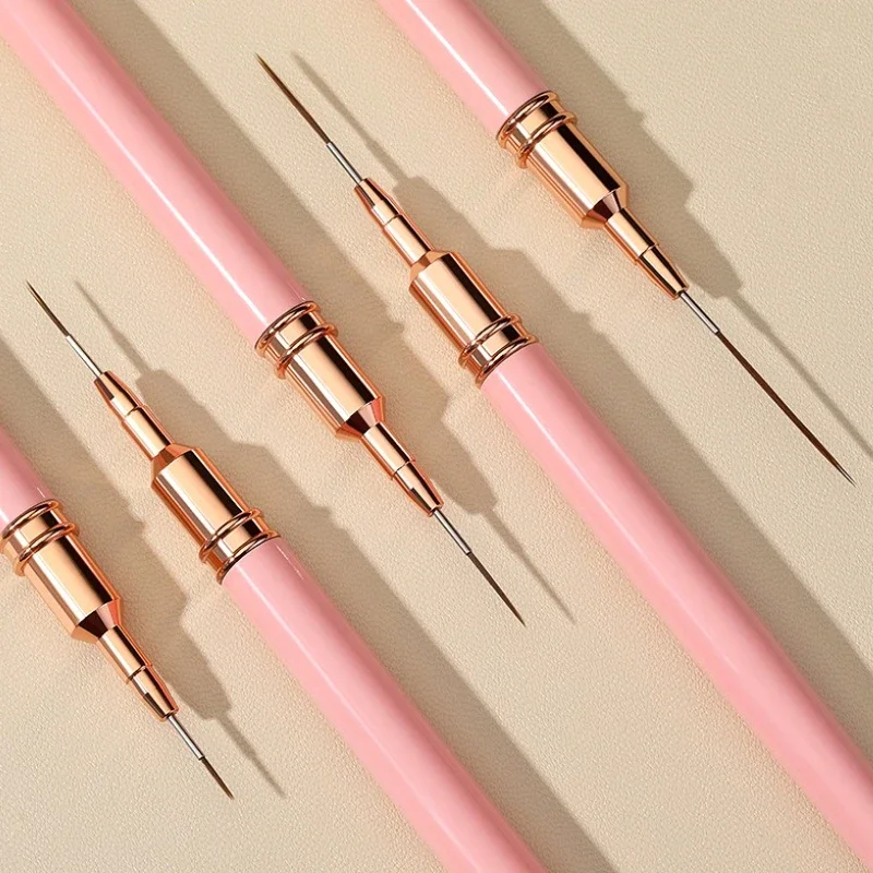 네일 아트 라인 드로잉용 전문 브러쉬, 꽃 그림용 소프트 블렌드 펜, 핑크 폴 매니큐어 도구, 전문가용 와이어 펜