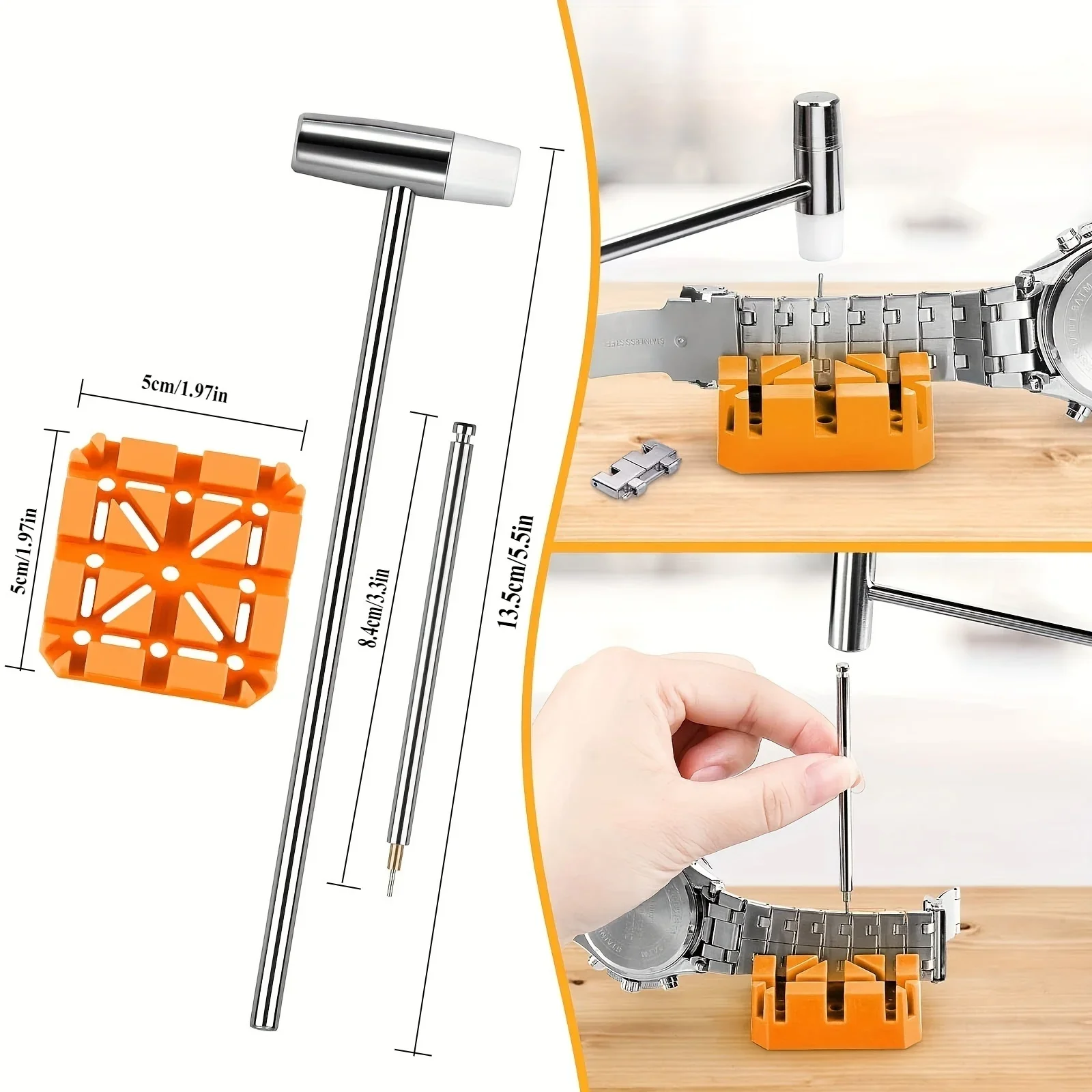 Collegamento per orologio da 39 pezzi/set, kit di strumenti per cinturini, dispositivo di rimozione dei collegamenti dell'orologio, barre a molla da 20 pezzi, ago di ricambio da 13 pezzi, scelta ideale per i regali