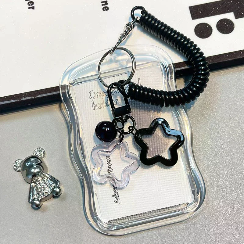 Kpop Photocard Holder Keychain Transparent Idol Photo Sleeves Bus Student Card Protector