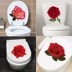 M716 Gorgeous Red Rose Wall Stickers Bathroom Toilet Decor Living Room Cabinet Refrigerator Home Decoration