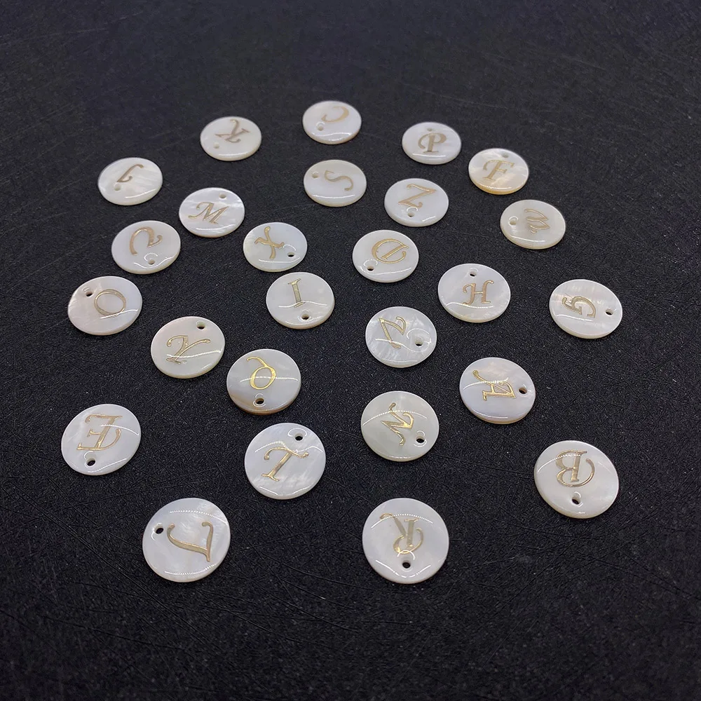 10pcs/bag Natural Freshwater Shell Beads Letter Shape White Necklace Making DIY Charm Earrings Bracelet Accessories Supplies