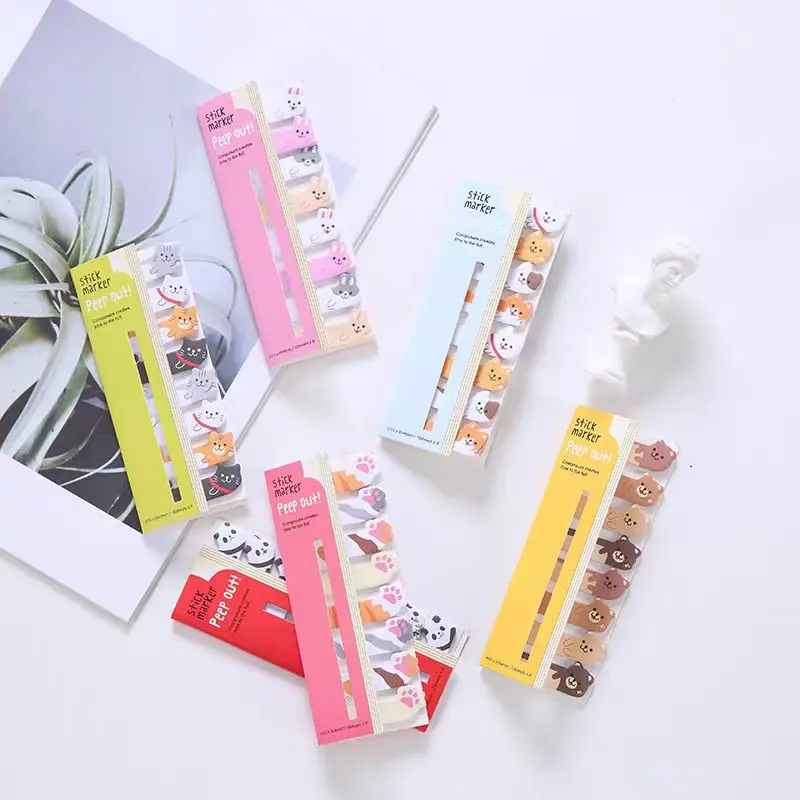 Cartoon Animal Memo Pads Lovely Panda Rabbit Dog Sticky Notes Student Stationery Reading Book Index Tab School Office Supplies