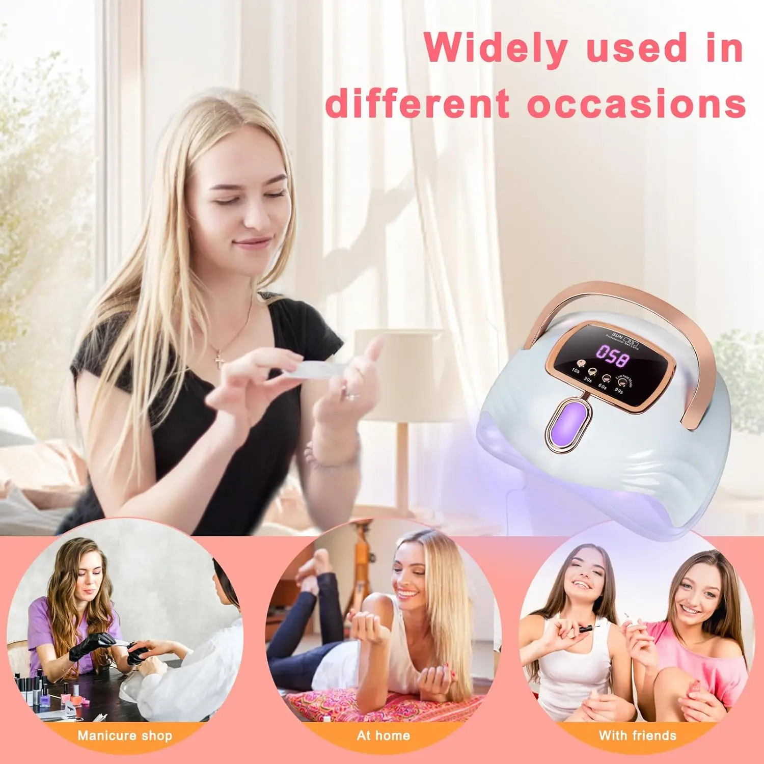 Lâmpada profissional do prego do diodo emissor de luz para o salão, luz UV para unhas do gel, secador automático do prego do sensor, 4 temporizadores, 57 LEDs, 268W