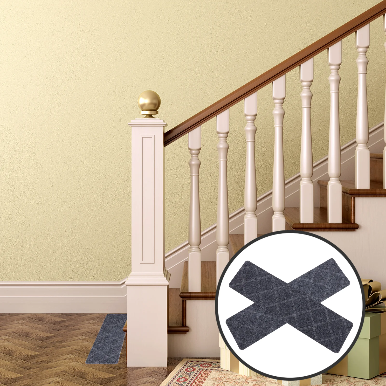 

4Pcs Stair Treads Step Mats Non-Skid Polyester Durable Reusable Stairway Treads Mats for Wooden Steps Home Safety Protection