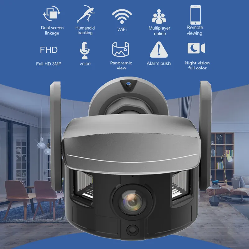 LLSEE single lens wide angle 150 wireless WiFi CCTV cameras IP camera, 3MP, high-definition camera, security camera