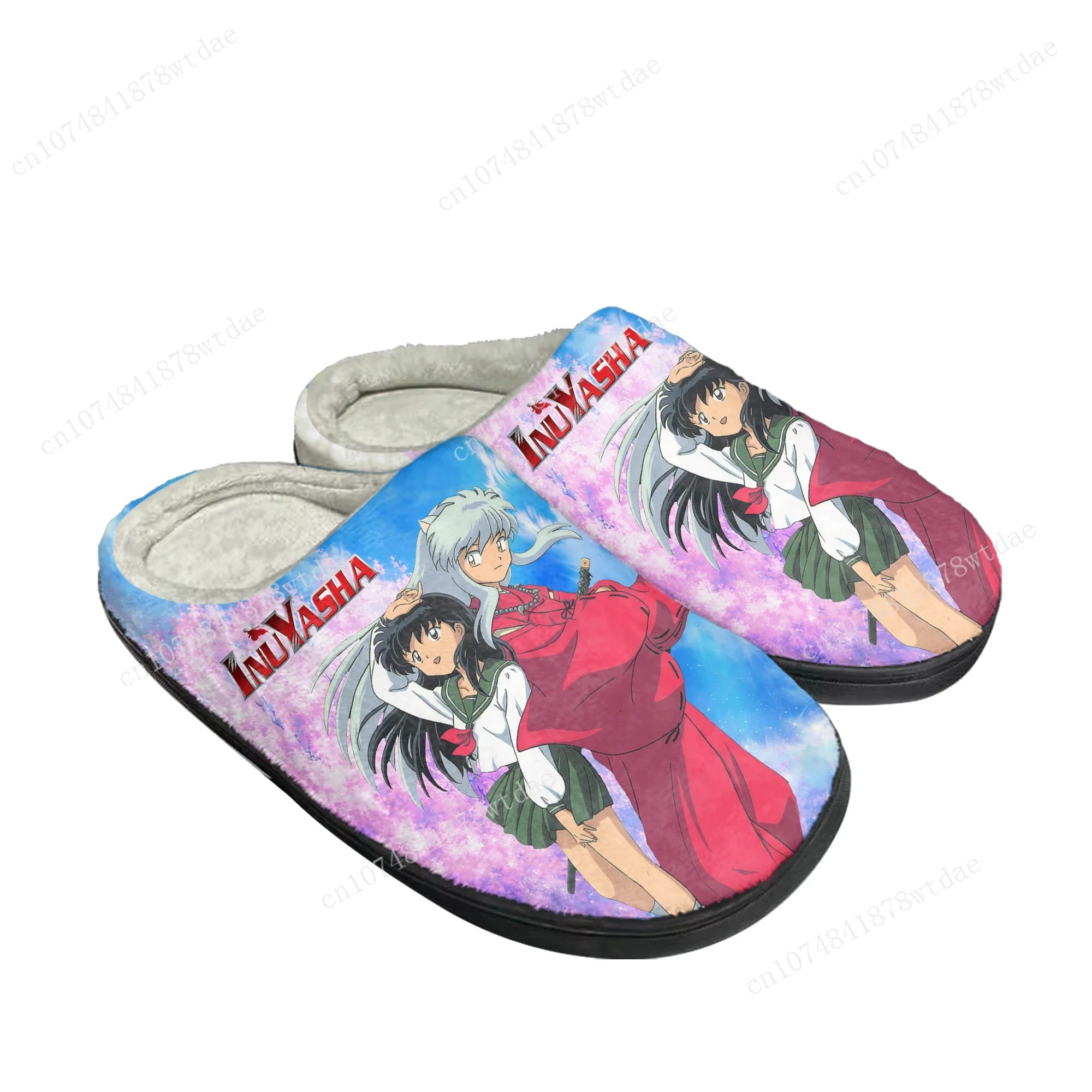 Inuyasha 홈 코튼 슬리퍼 남성 여성 Kagome Higurashi 플러시 침실 캐주얼 따뜻한 신발 유지 Anime Custom Thermal Indoor Slipper