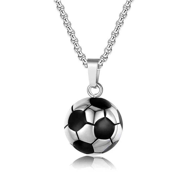 Fashion 3D Soccer Football Pendant Necklace For Men With Inspirational Cards Gifts Sport Jewelry