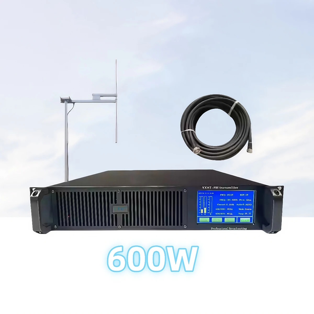 

Touch Screen YXHT-2 600W FM Transmitter + 1-Bay Antenna + 30 Meters Cable